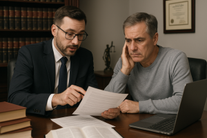 South African Estate Attorney Discussing Will Contestation With Client In Legal Consultation Setting